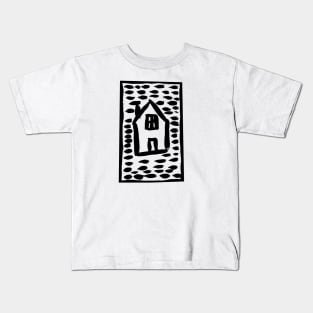 The drawing of a house with dotted background Kids T-Shirt